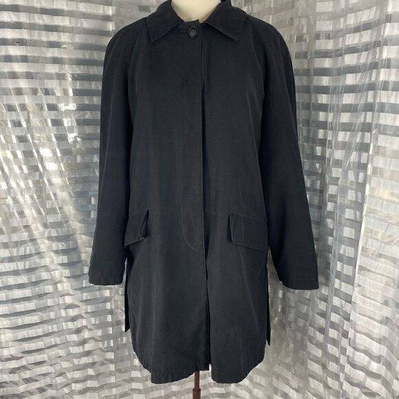 Anne Klein Black Button Up Trench Coat - Picture 1 of 6